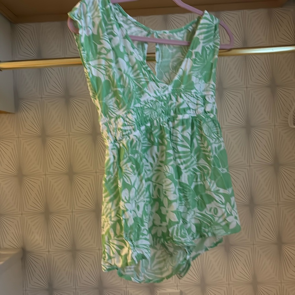 Green palm tree romper